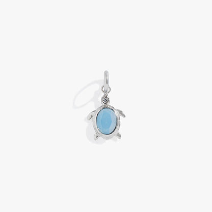 Sea Turtle Interchangeable Charm by ALEX AND ANI, silver-tone metal with blue faceted shell on Tampa Home & Garden Store