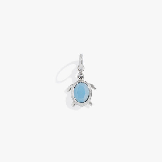 Sea Turtle Interchangeable Charm by ALEX AND ANI, silver-tone metal with blue faceted shell on Tampa Home & Garden Store