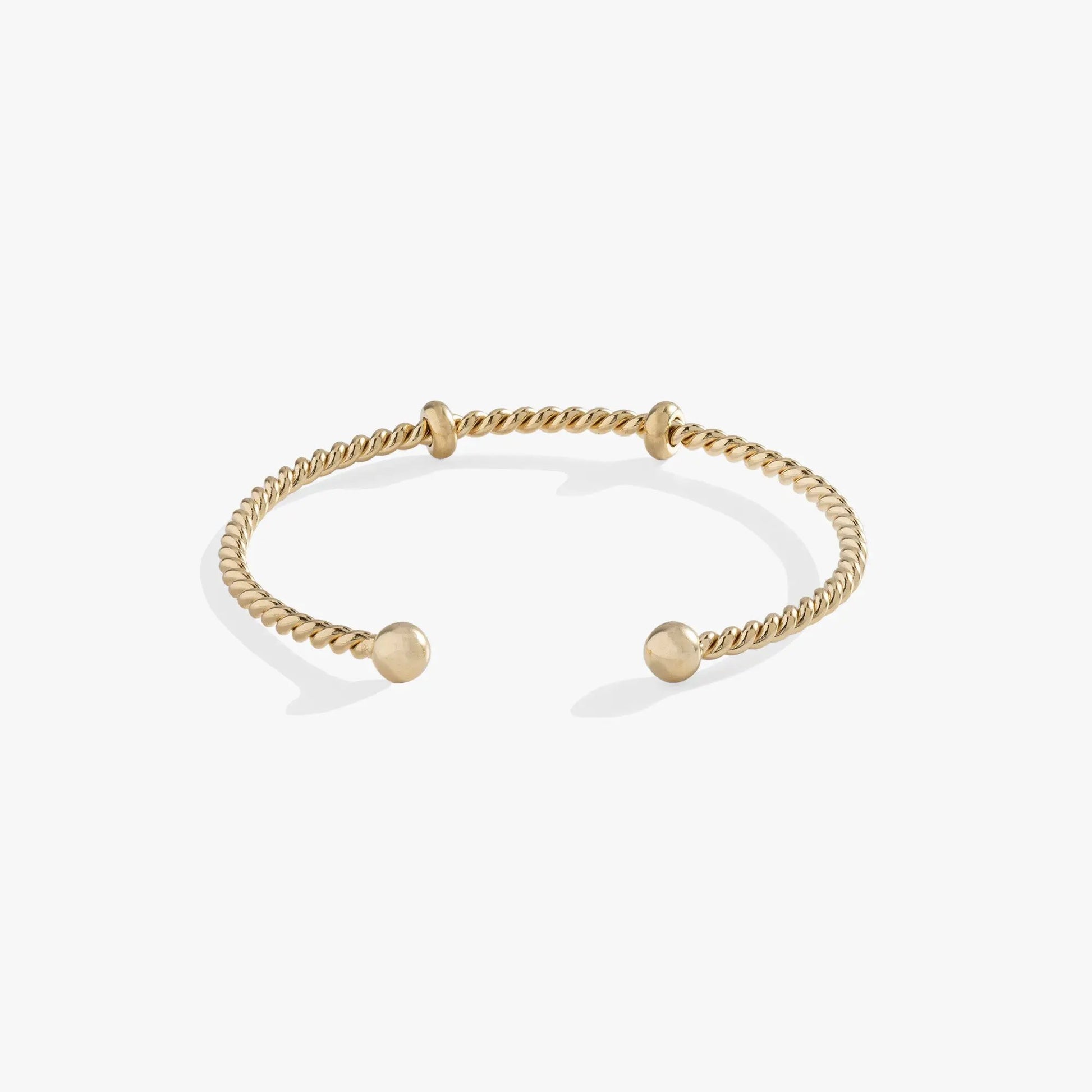 French Rope Charm Bracelet Cuff gold-tone rope chain with ball-end caps on Tampa Home & Garden Store