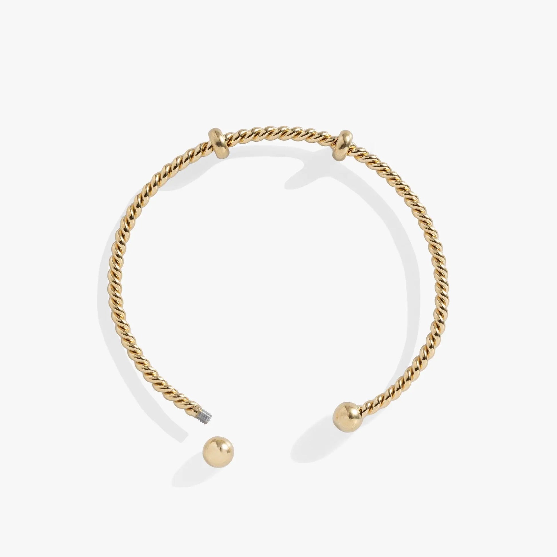 French Rope Charm Bracelet Cuff gold-tone twisted rope design with beads on Tampa Home & Garden Store