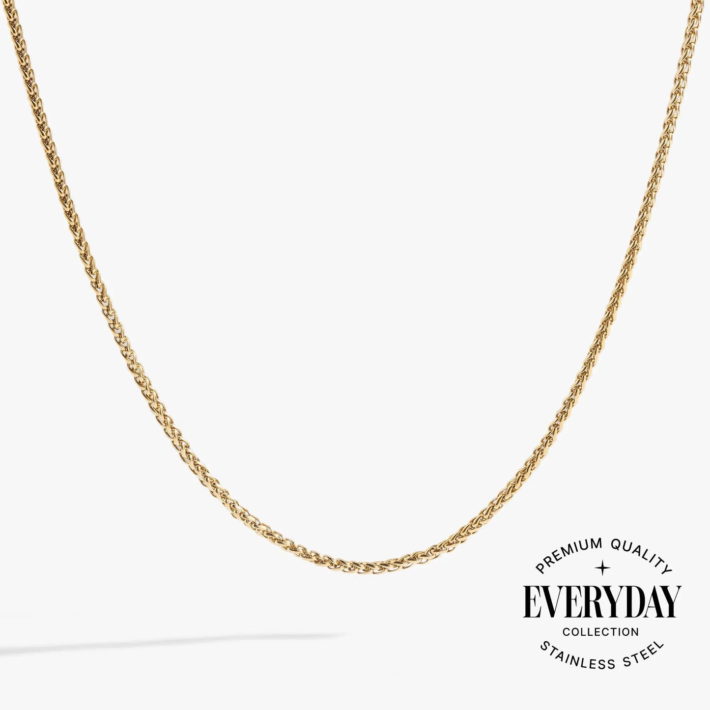 Gold-tone wheat chain necklace by ALEX AND ANI with classic braided links on Tampa Home & Garden Store