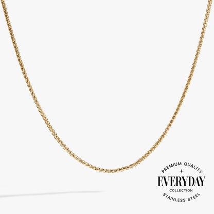 Gold-tone wheat chain necklace by ALEX AND ANI with classic braided links on Tampa Home & Garden Store