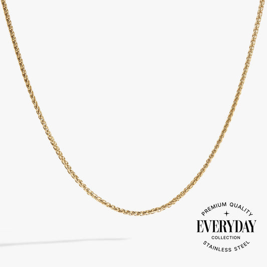 Gold-tone wheat chain necklace by ALEX AND ANI with classic braided links on Tampa Home & Garden Store