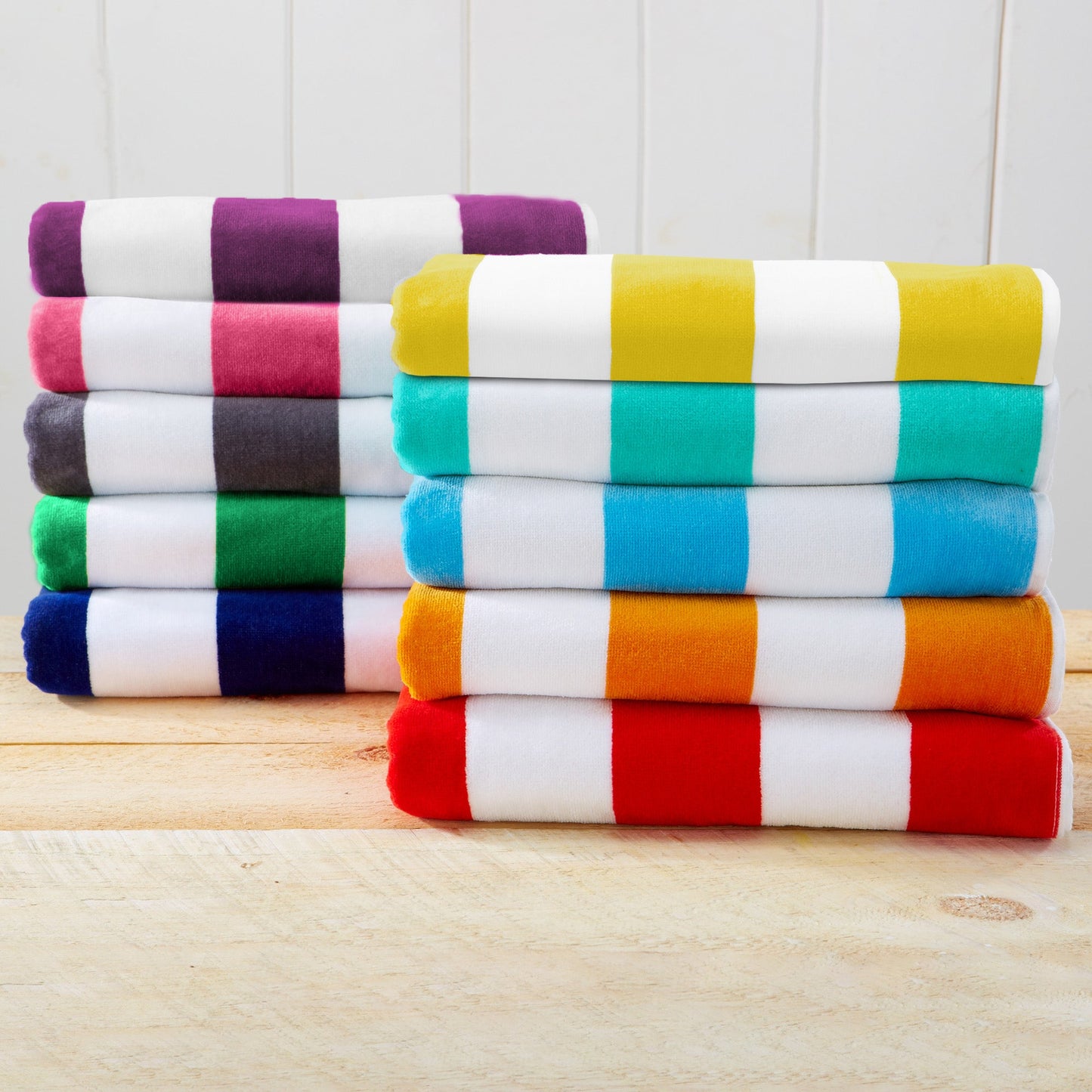 Cotton And Velour Cabana Stripe Beach Towel