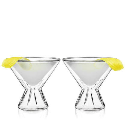 Pair of Stemless Double Walled Martini Glasses