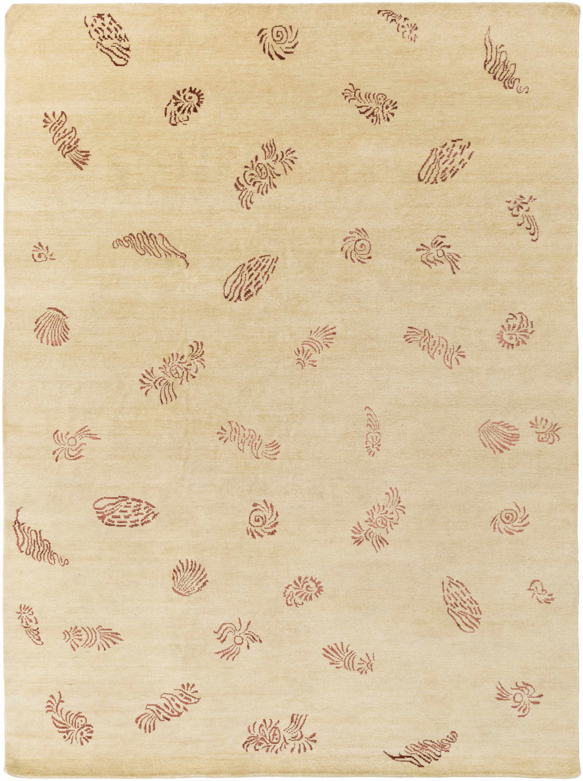 Yellow Premium Thick Wool Rug by Boutique Rugs with red abstract motifs on Tampa Home & Garden Store