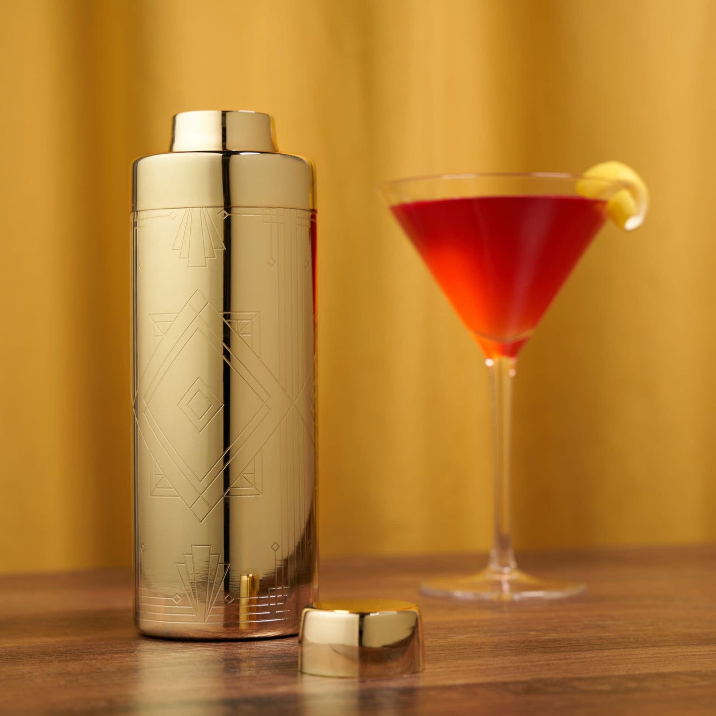 Art Deco Gold Stainless Steel Cocktail Shaker