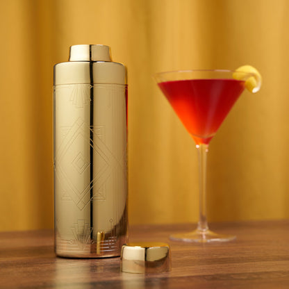 Art Deco Gold Stainless Steel Cocktail Shaker