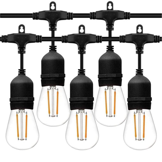 Stevvex IP65 LED filament string lights with five daylight white retro bulbs on Tampa Home & Garden Store