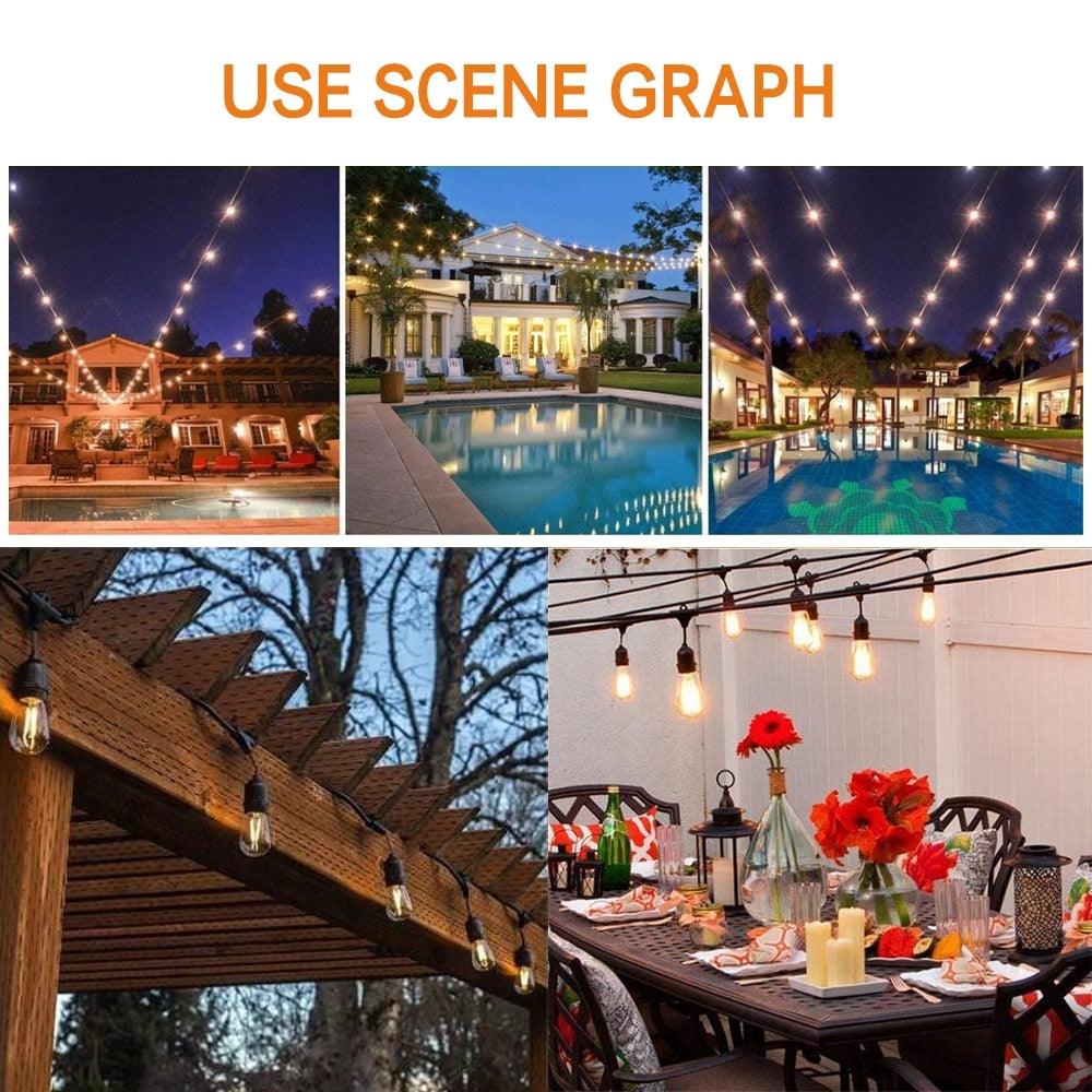 IP65 LED Edison filament bulb string lights daylight white for outdoor use set of 5 images on Tampa Home & Garden Store