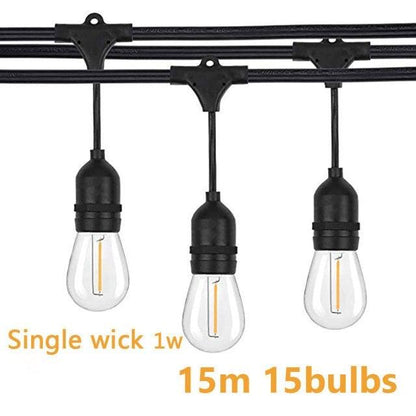 Stevvex IP65 LED string lights with retro Edison bulbs daylight white 15m 3 visible bulbs on Tampa Home & Garden Store