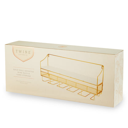 Gold Wall Mounted Wine Rack and Cork Storage