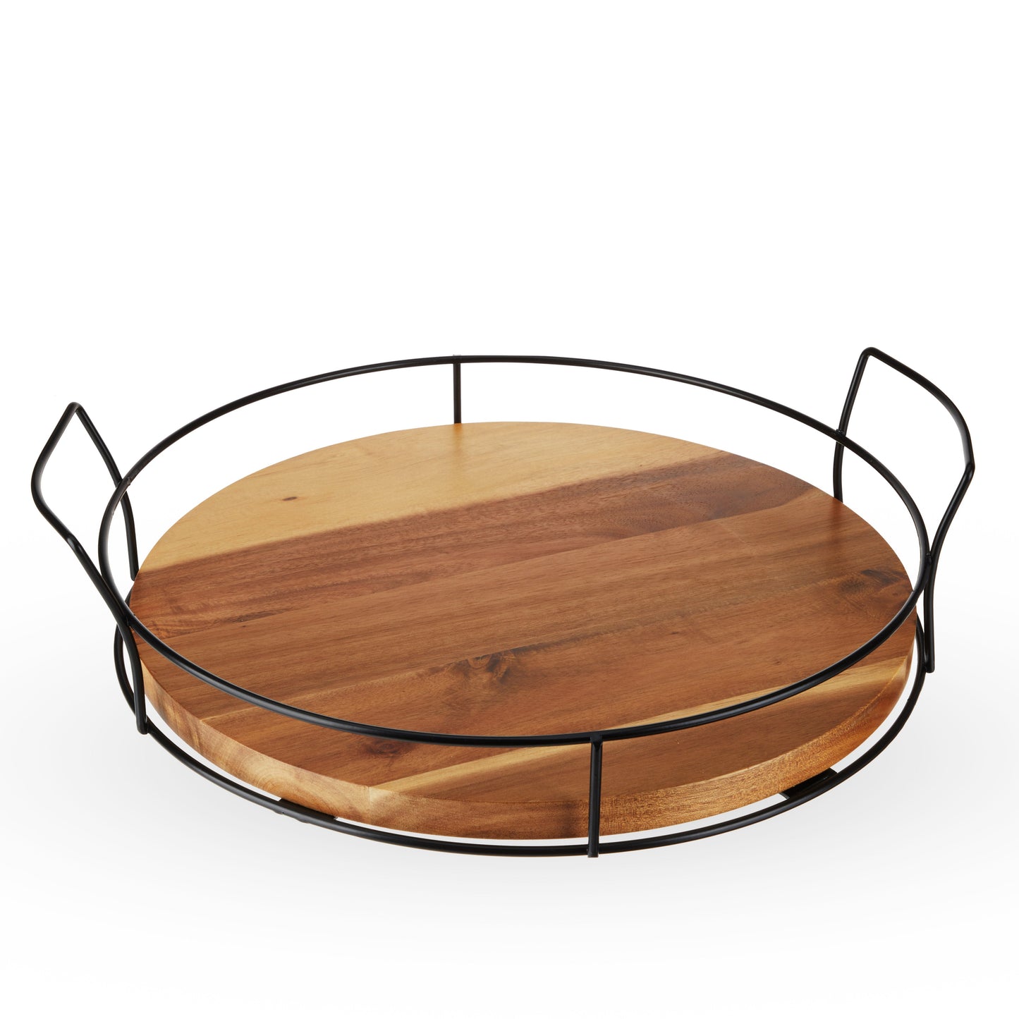 Modern Manor Acacia and Metal Cocktail Tray