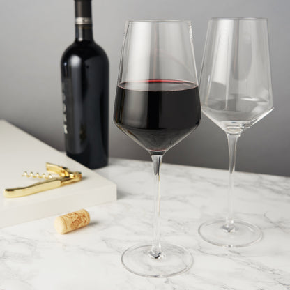 Raye Angled Crystal Bordeaux Stemware Set of 2