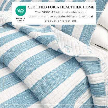Casco Bay Coastal Quilt in Taupe and Blue