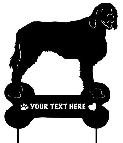 Irish Setter garden stake silhouette in black metal with bone-shaped base and customizable text on Tampa Home & Garden Store