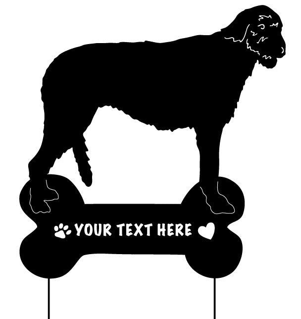 Irish Wolfhound garden stake wall hanging with bone plaque Rustica Ornamentals on Tampa Home & Garden Store