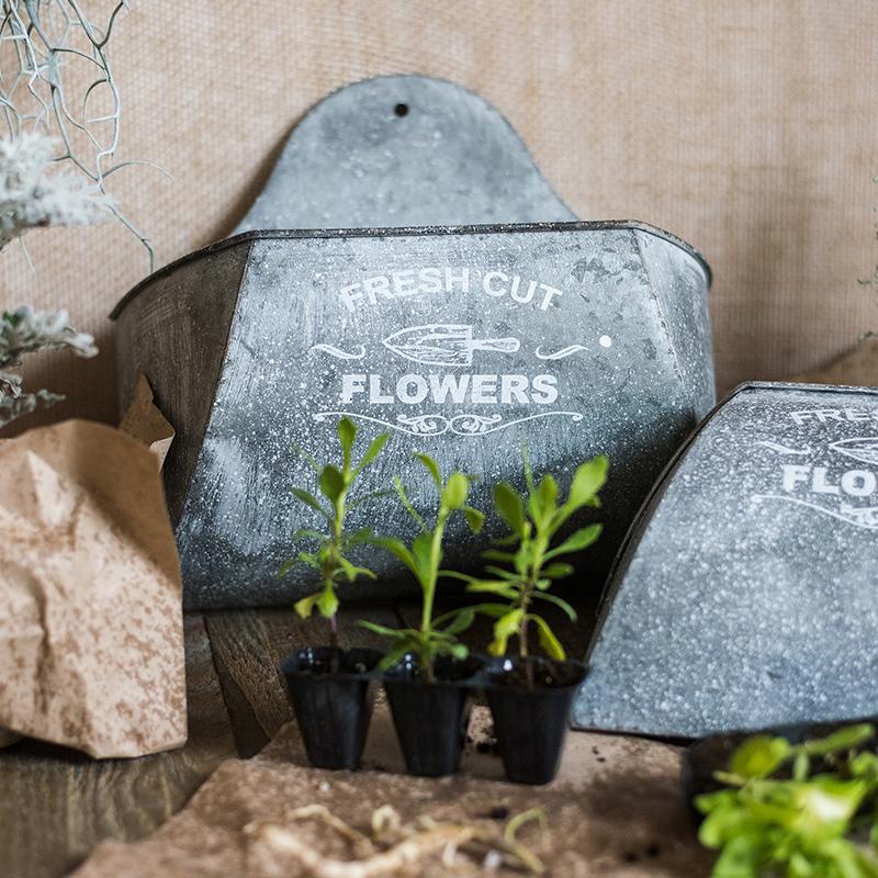 Iron Flower Wall Planter 2-pack RusticReach, galvanized metal wall decor with Fresh Cut Flowers on Tampa Home & Garden Store