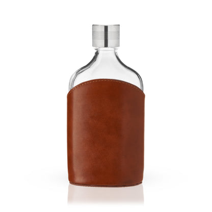 Parker Genuine Leather and Glass Spirits Flask