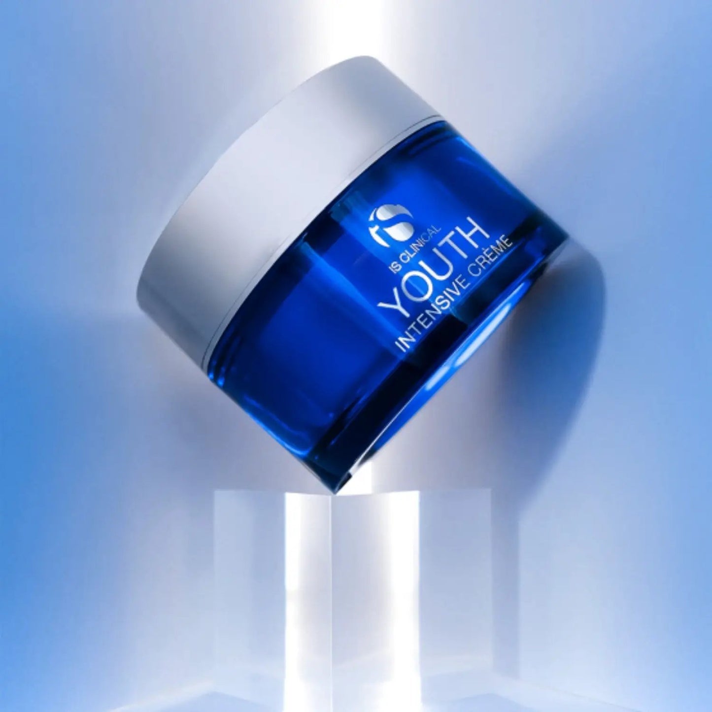 iS Clinical Youth Intensive Creme in blue glass jar with white lid, Nava Beauty skincare on Tampa Home & Garden Store