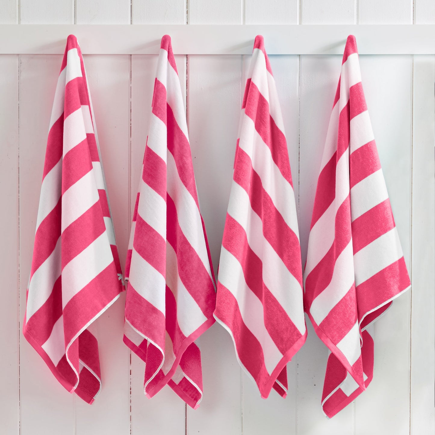 Cotton And Velour Cabana Stripe Beach Towel