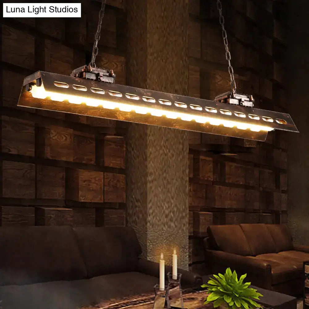 Rust Iron Island Light pendant in rusted metal with perforated bar Decorbites on Tampa Home & Garden Store