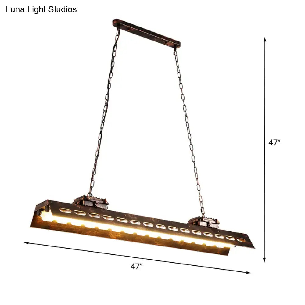Rust iron island light pendant with dual chains, 47 in long, industrial Decorbites on Tampa Home & Garden Store