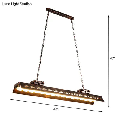 Rust iron island light pendant with dual chains, 47 in long, industrial Decorbites on Tampa Home & Garden Store