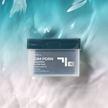 Isntree GIM PDRN Boosting Glow Pad 70 pads, 200 ml, clear jar with a teal lid on Tampa Home & Garden Store