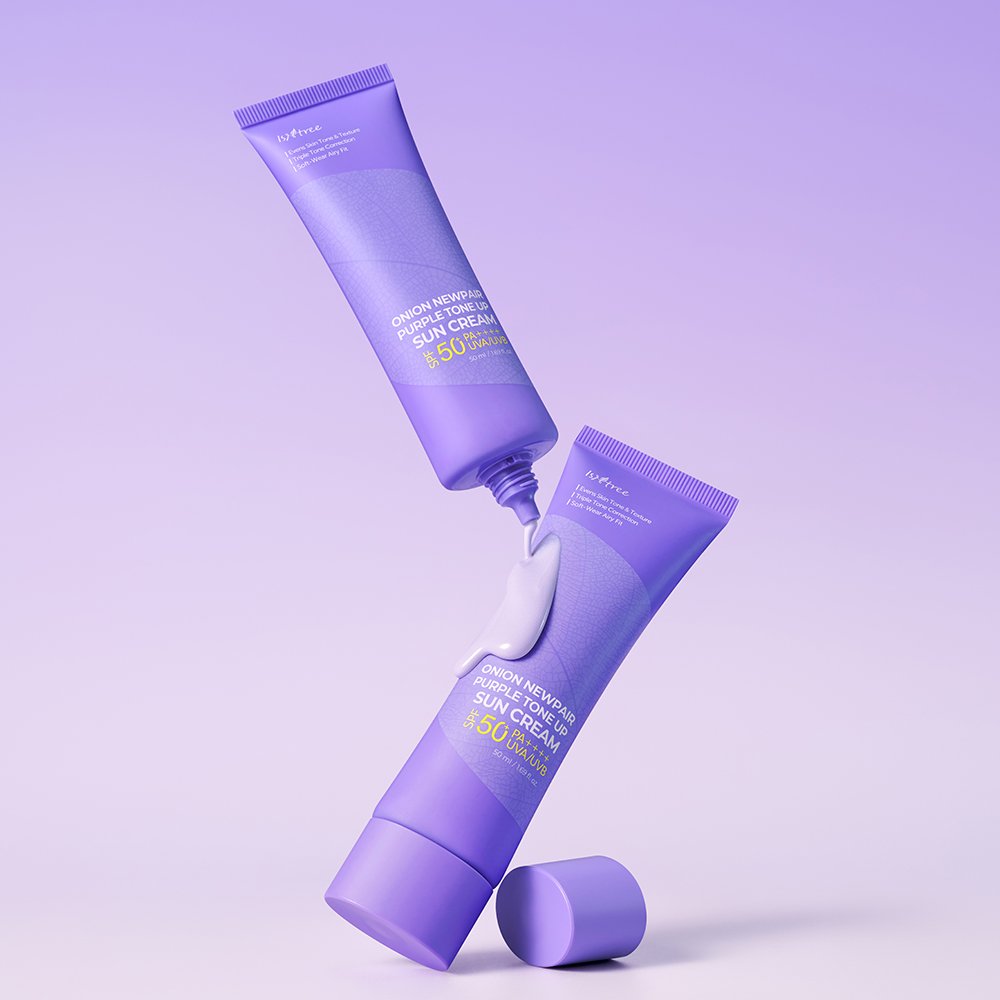 Isntree Onion Newpair Purple Tone Up Sun Cream two purple tubes SPF50+ PA++++ 50ml on Tampa Home & Garden Store