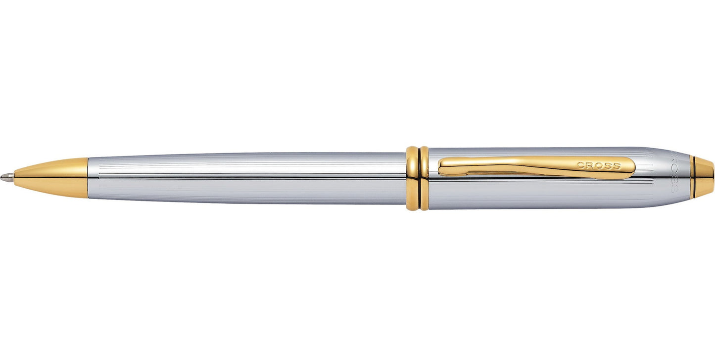 Townsend Medalist Ballpoint Pen by A.T. Cross with silver body and gold-plated trim on Tampa Home & Garden Store