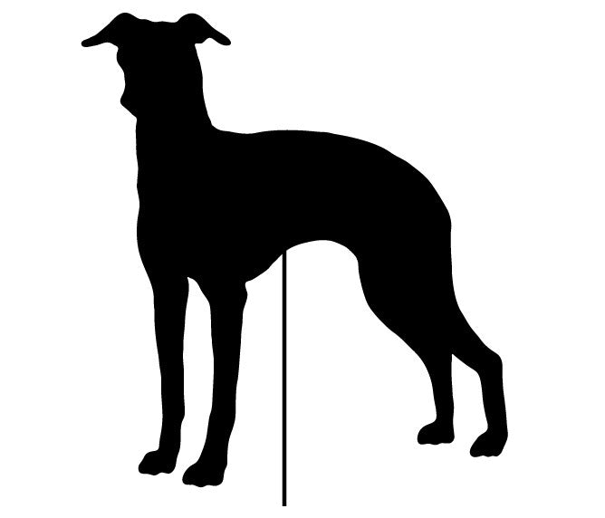 Italian Greyhound statue lawn ornament silhouette, black finish by Rustica Ornamentals on Tampa Home & Garden Store