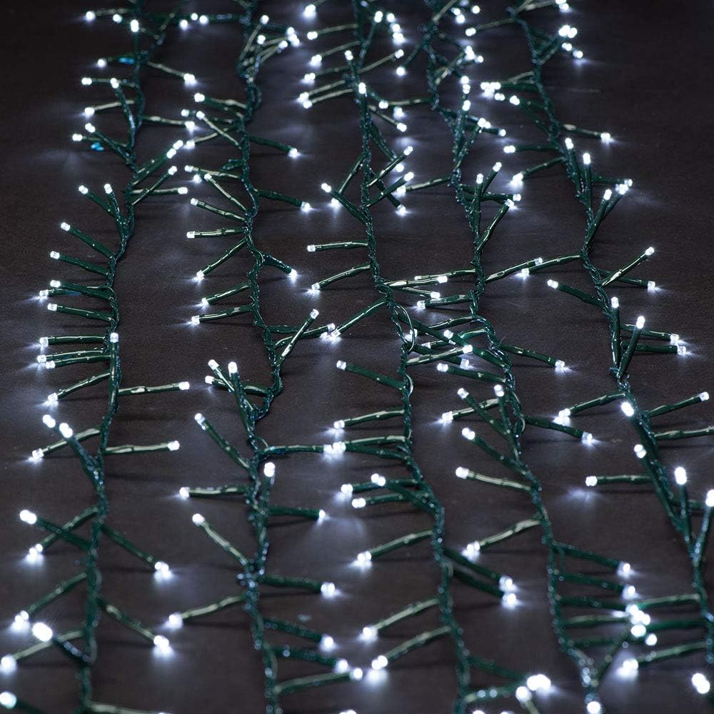 Luces multifunción de cable verde de 750 LED superbrillantes (19 metros) con temporizador y alimentación por USB - Blanco frío