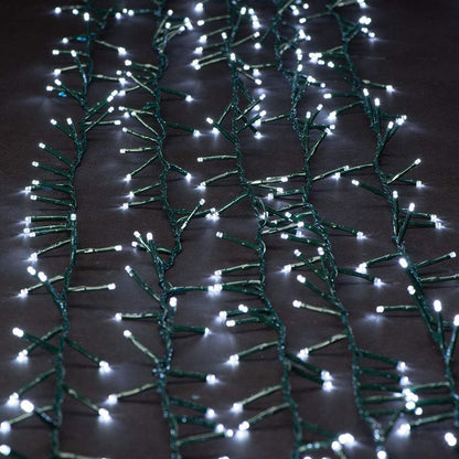 Luces multifunción de cable verde de 750 LED superbrillantes (19 metros) con temporizador y alimentación por USB - Blanco frío