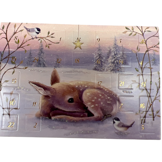 Resting Fawn Winter  Miniature Advent Calendar Card - Tampa Home & Garden Store