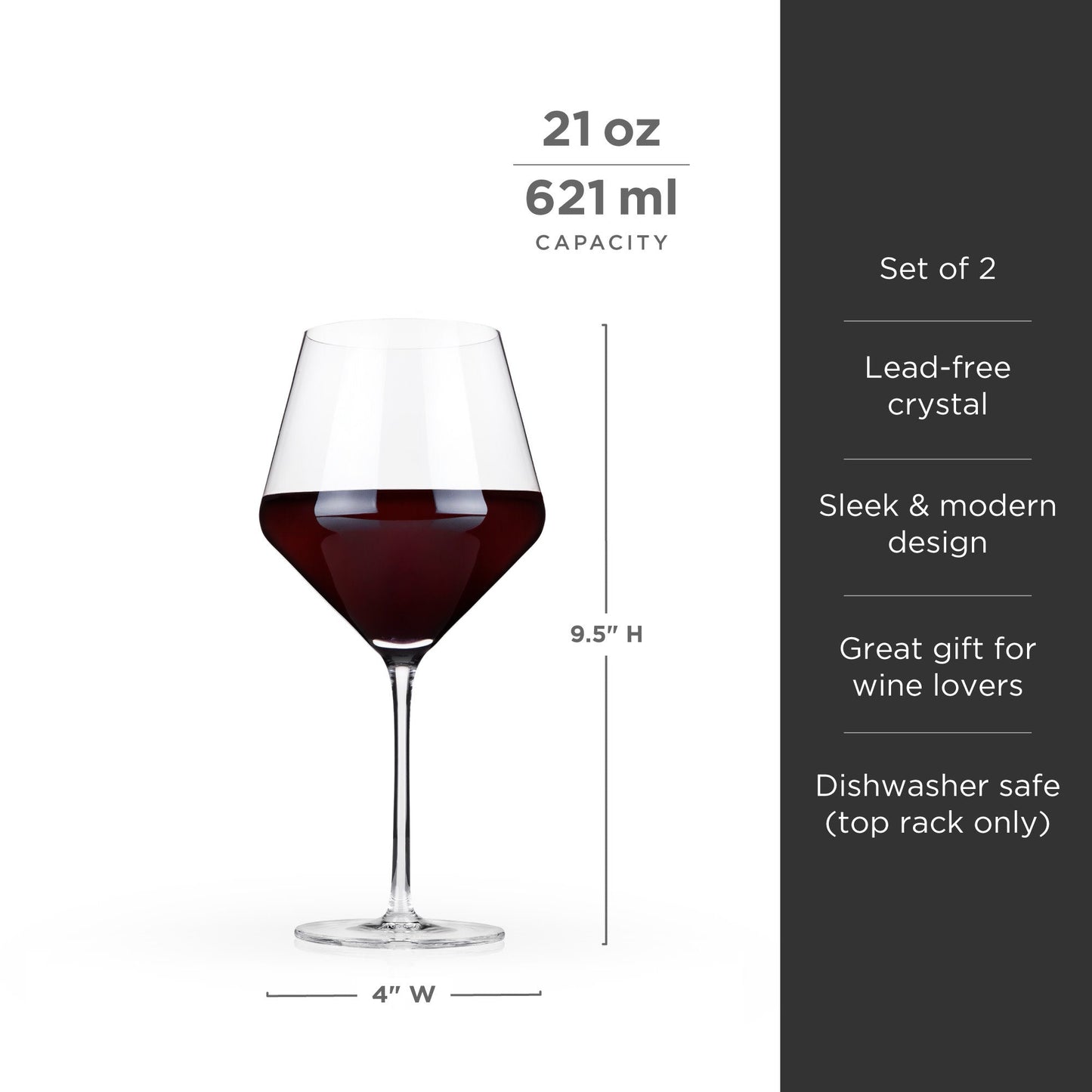 Raye Angled Crystal Burgundy Glasses Pair