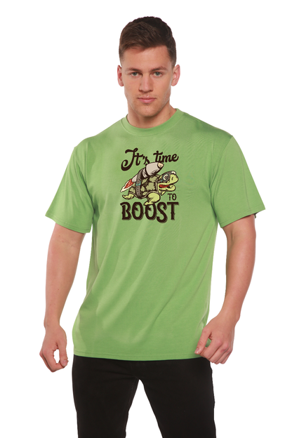 Spun Bamboo men's graphic T-shirt in light green with BOOST turtle design on Tampa Home & Garden Store
