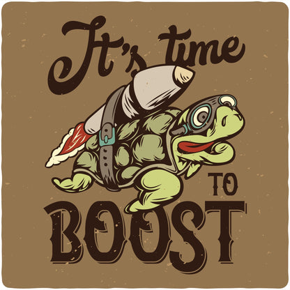 Men's printed graphic tee with brown vintage dinosaur design and It's time by Spun Bamboo on Tampa Home & Garden Store