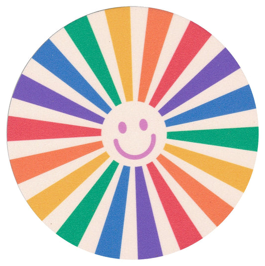 Posavasos Sip Sip Hooray - Pelota de playa a rayas con cara sonriente