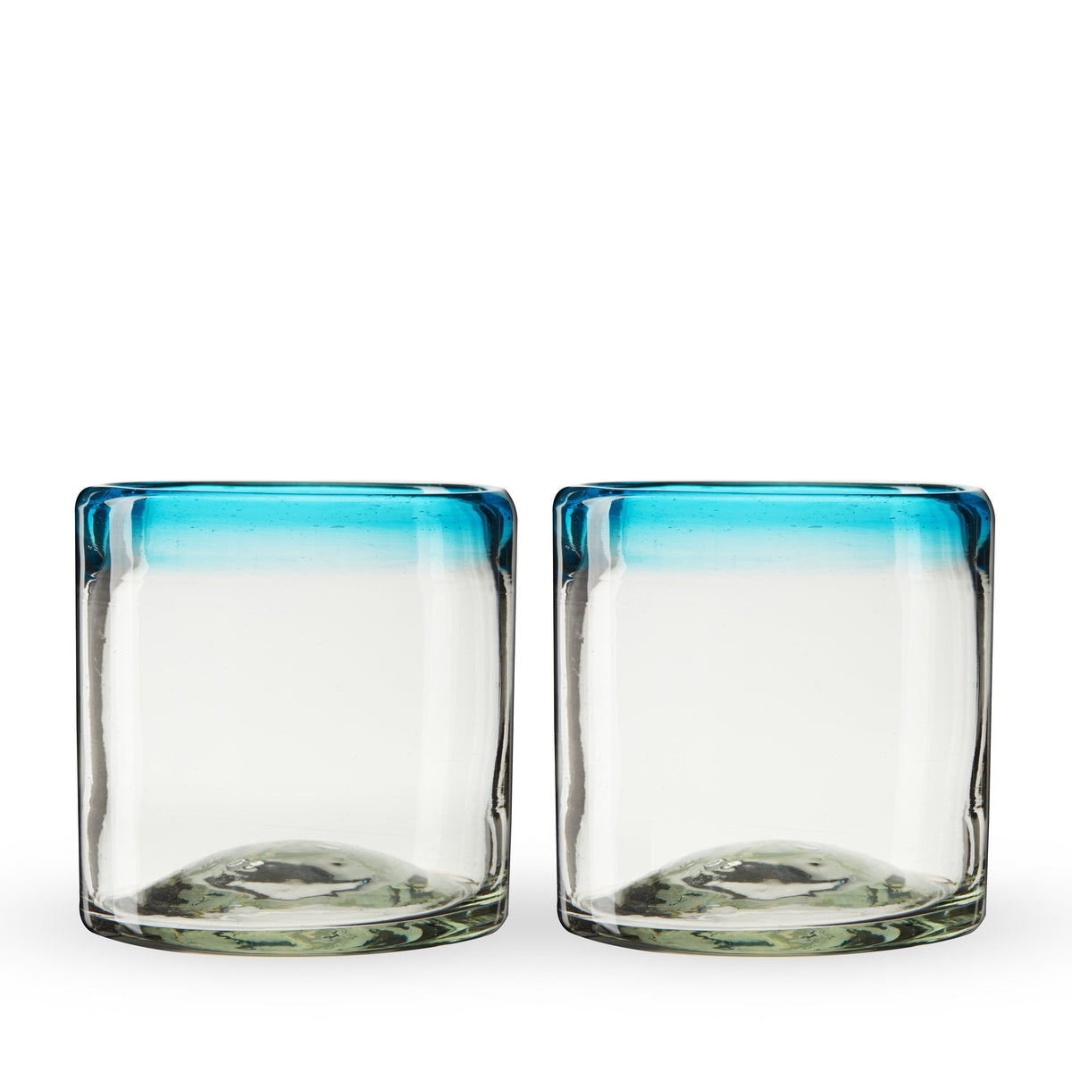 Segunda Vida Primavera short tumblers by Twine Living, blue gradient glass, 2-pack on Tampa Home & Garden Store