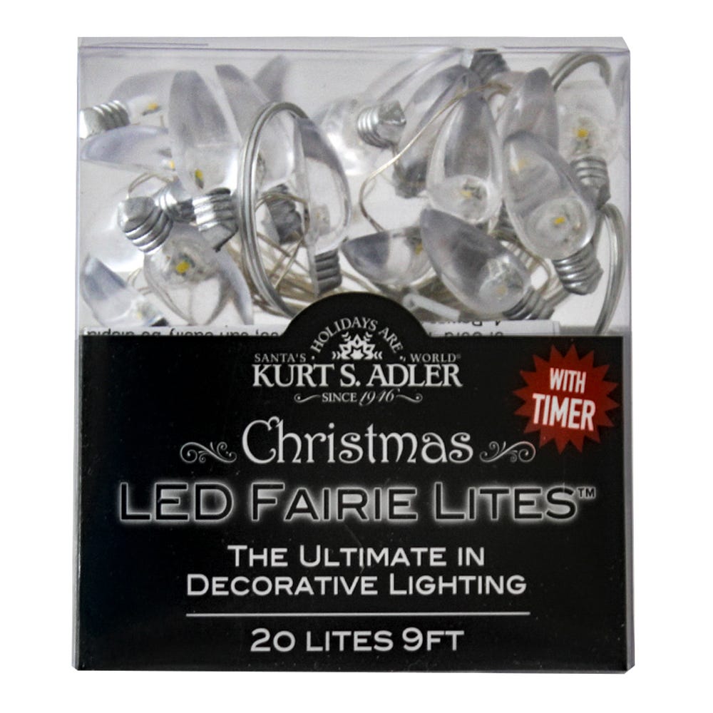 Guirlande lumineuse LED à piles (20 ampoules C7) - Transparente