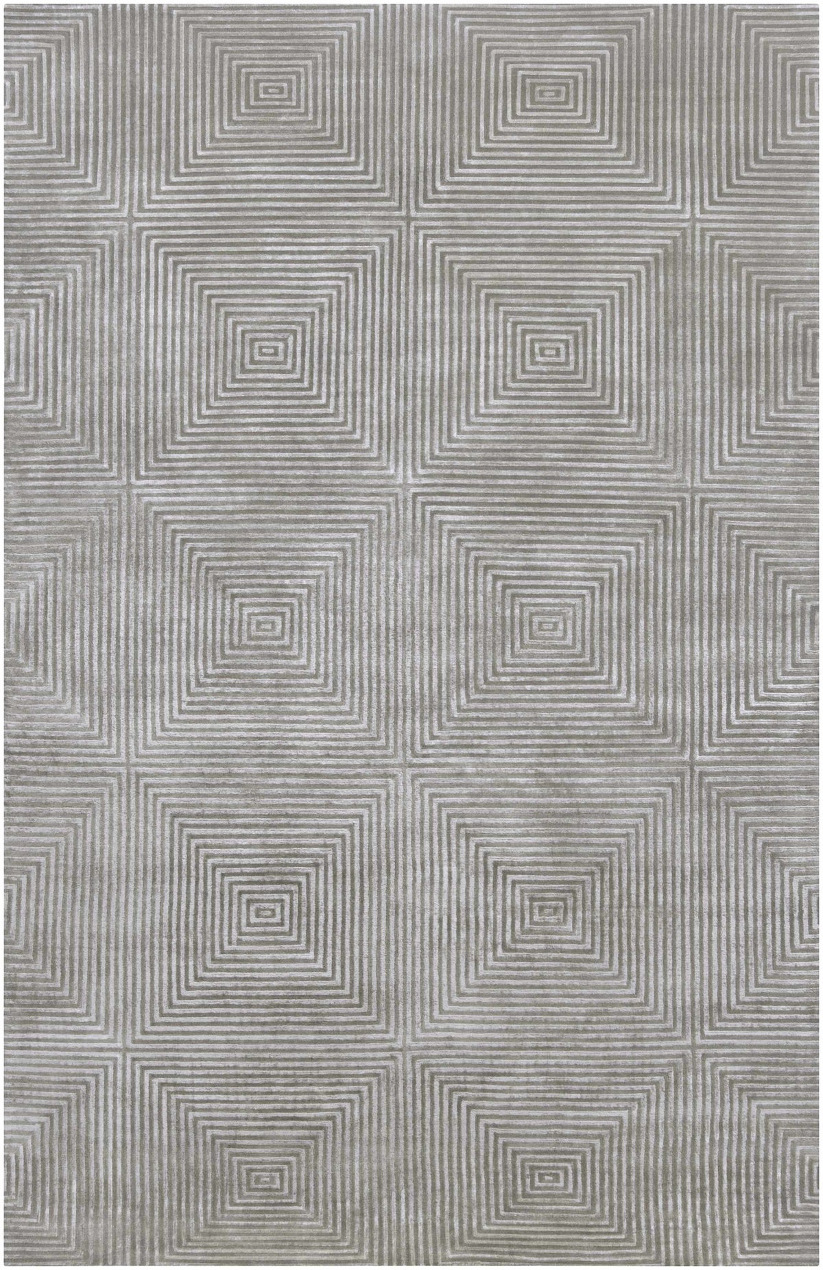 Ivel Carpet rug by Boutique Rugs in gray with a concentric square geometric pattern on Tampa Home & Garden Store