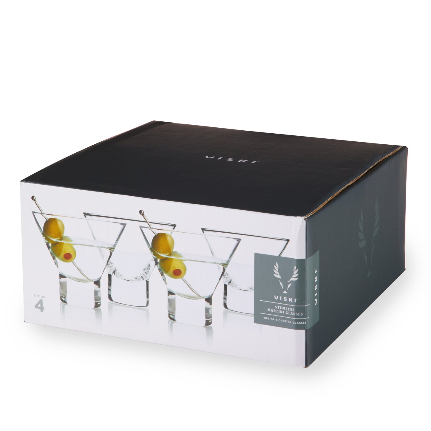Crystal Stemless Martini Glasses Set of 4