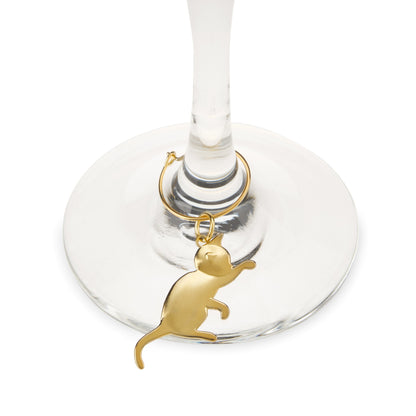 Set of Six Cat Lover Wine Glass Charm Markers