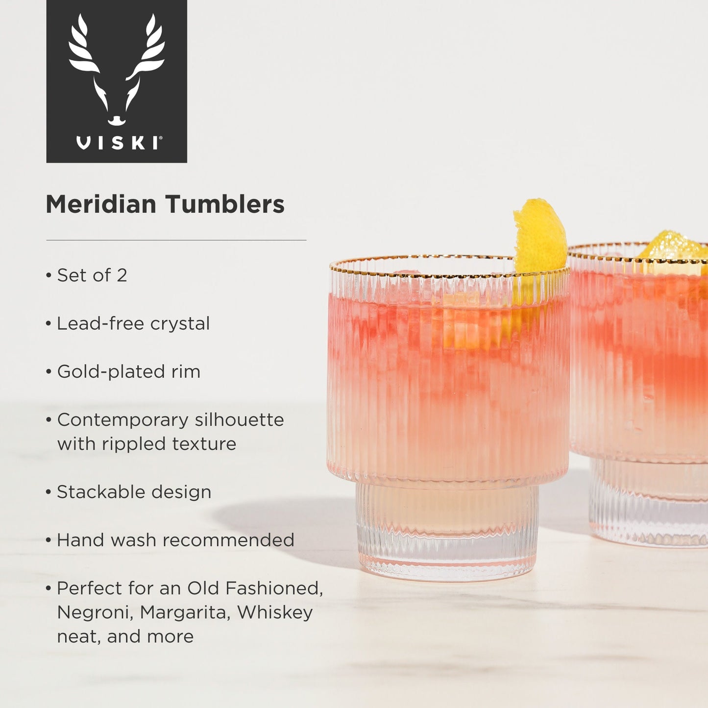 A Set of Two Gold Rimmed Crystal Tumblers