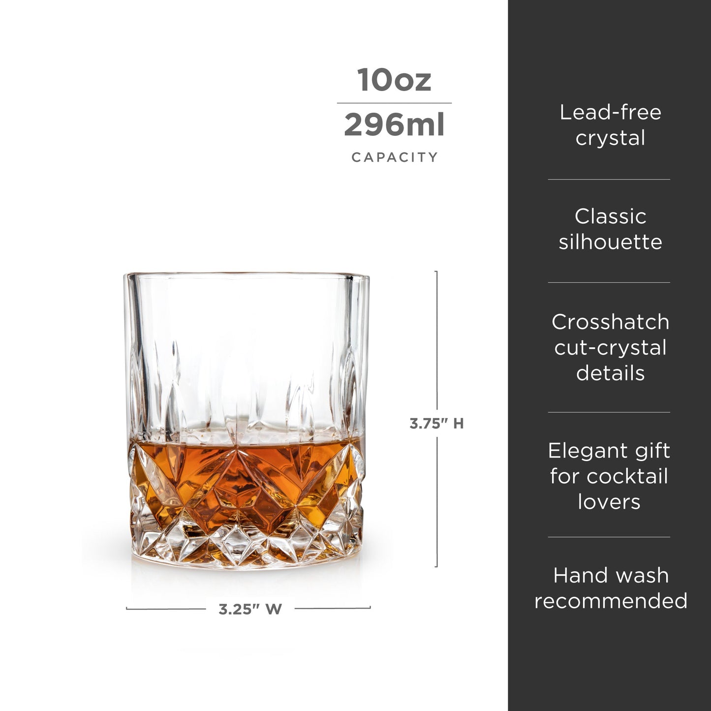 Admiral Crystal Cut Rocks Glasses Set of 4