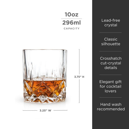 Admiral Crystal Cut Rocks Glasses Set of 4
