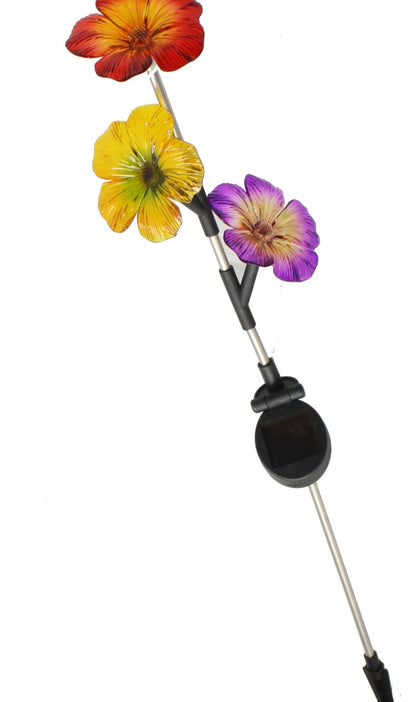 Piquet de jardin fleuri éclairé à l'énergie solaire de 71 cm de haut