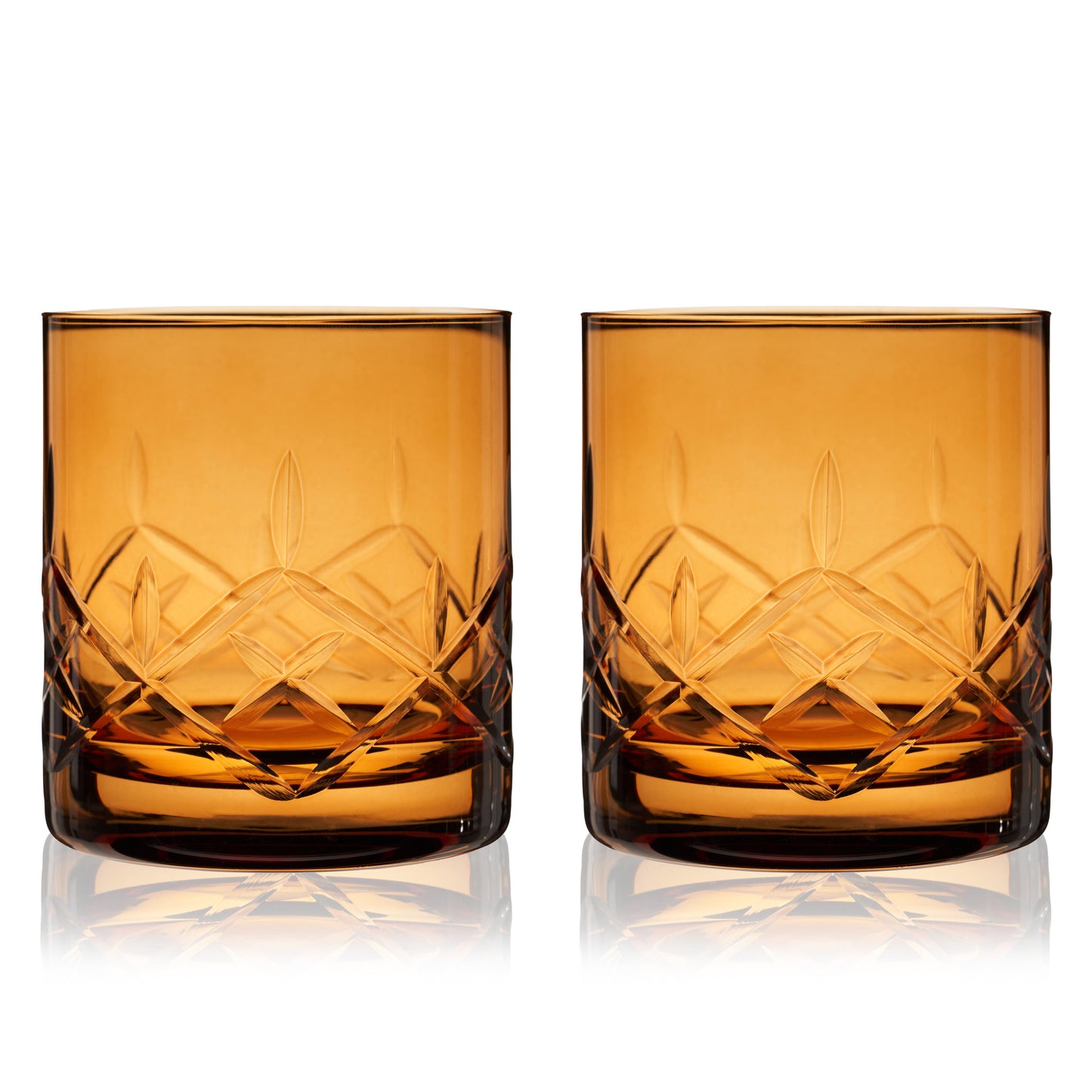 Admiral Amber Crystal Rocks Glasses Set Of Two