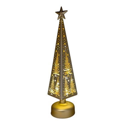 Etched Glass Tree with Star Topper LED Luminary - gold finish, The Country Christmas Loft on Tampa Home & Garden Store